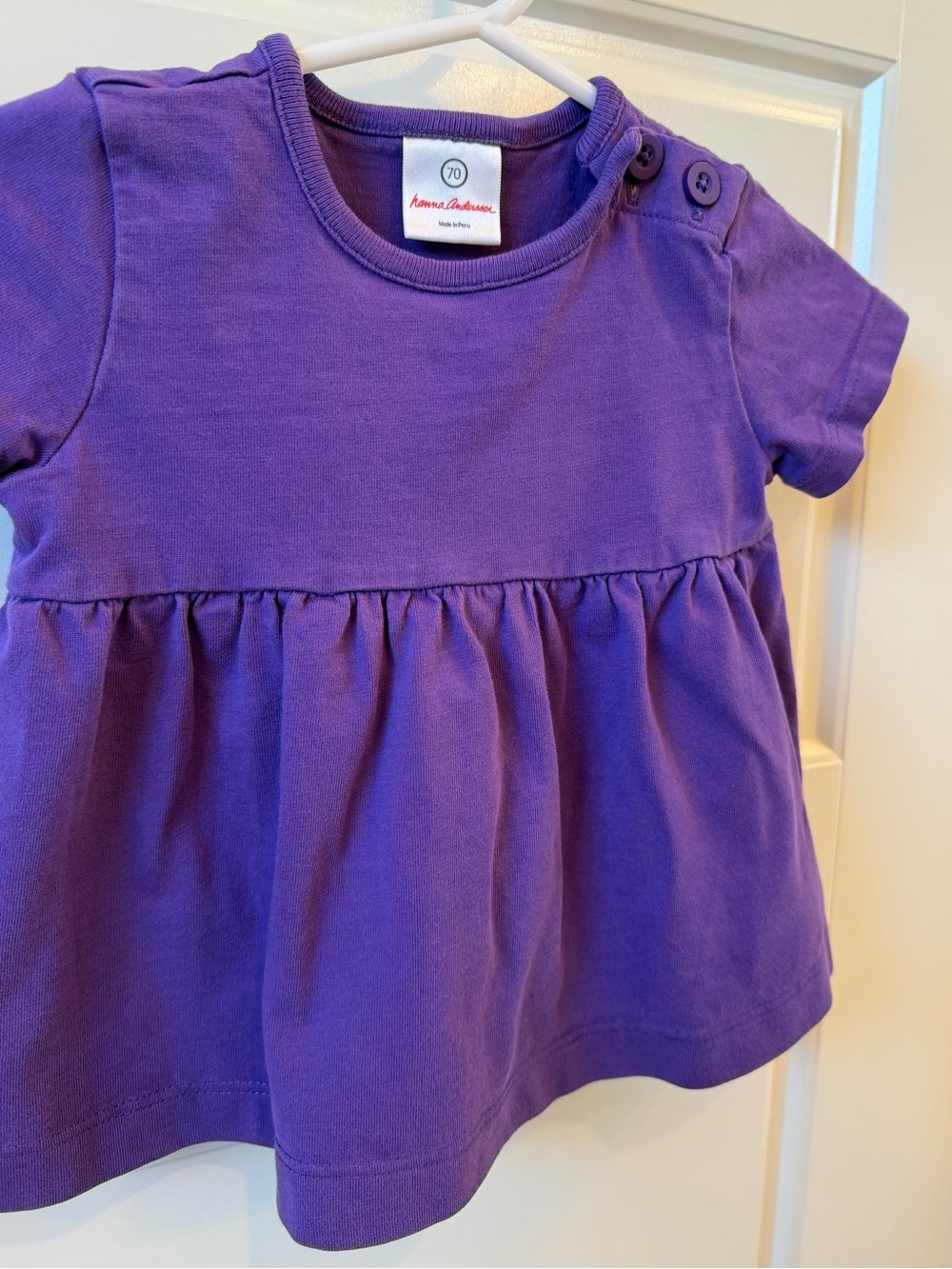 Hanna Andersson Purple Short-Sleeve Gathered Baby Top